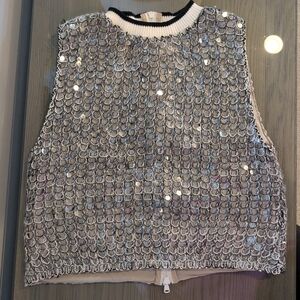 Silver Sequin Women's Top